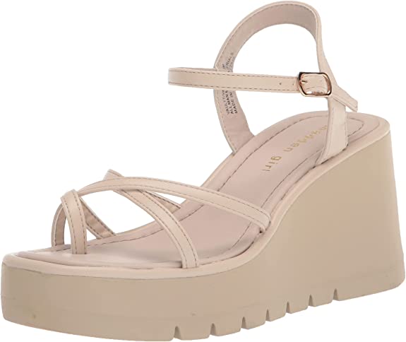 Madden Girl Women's Vaultt Wedge Sandal Light Taupe VAUL01J1