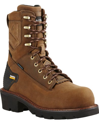 Ariat Men's 8" Powerline H2O Composite Toe Work Boots - Brown 10018566 - ShoeShackOnline