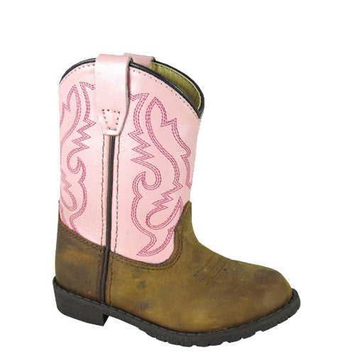 Smoky Mountain Toddler's Hopalong Western Boots - Brown Distress/Pink 3246T - ShoeShackOnline