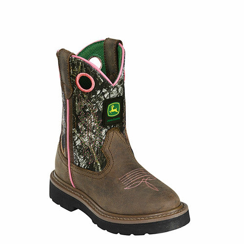 John Deere Girl's Camo Boots - Dark Brown/Mossy Oak JD2198 - ShoeShackOnline