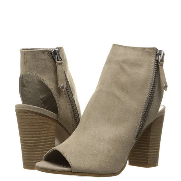 Madden Girl Women's Ninaaa Peep Toe Boot - Taupe - ShoeShackOnline