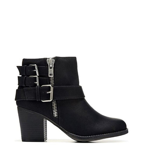 Madden Girl Women's Wileey Buckle Bootie - Black - ShoeShackOnline