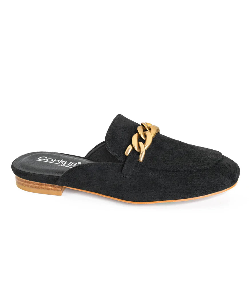 Corkys Women's Keepsake Mule - Black Faux Suede 10-0197