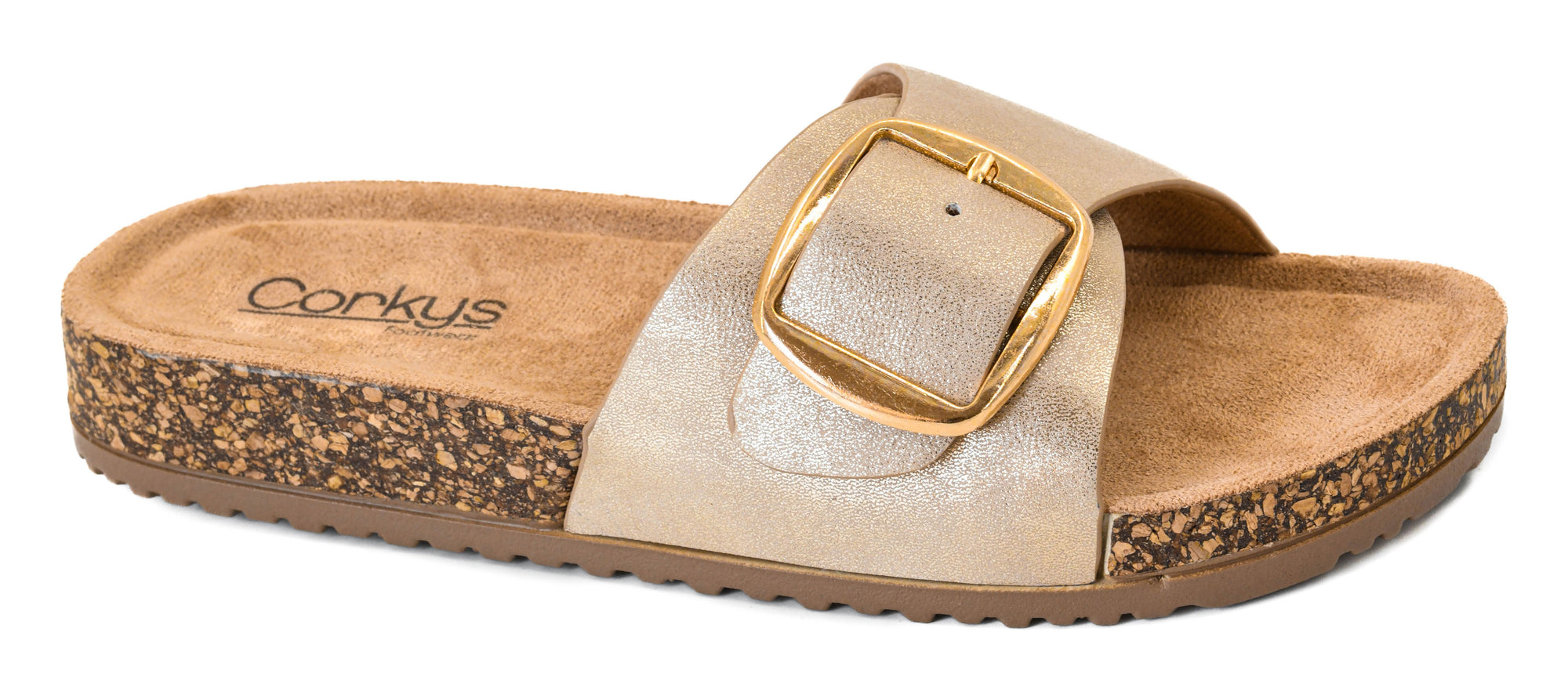 Corkys Women's Road Trip Slide Sandal - Gold 10-0300