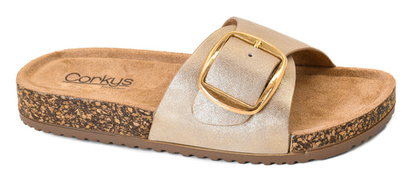 Corkys Women's Road Trip Slide Sandal - Gold 10-0300