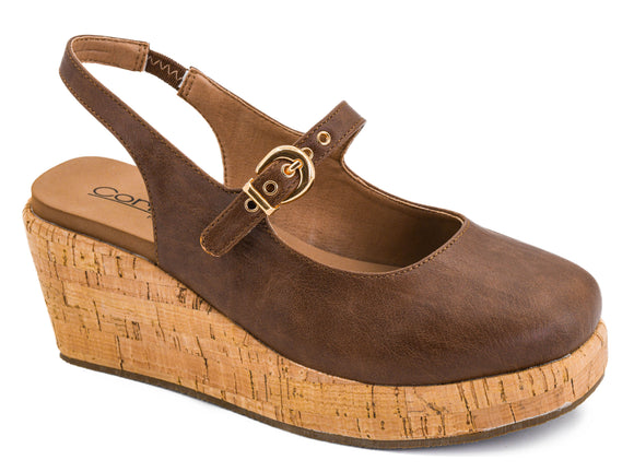 Corkys Women's Pity Party Mary Jane Wedge - Cognac 10-0386