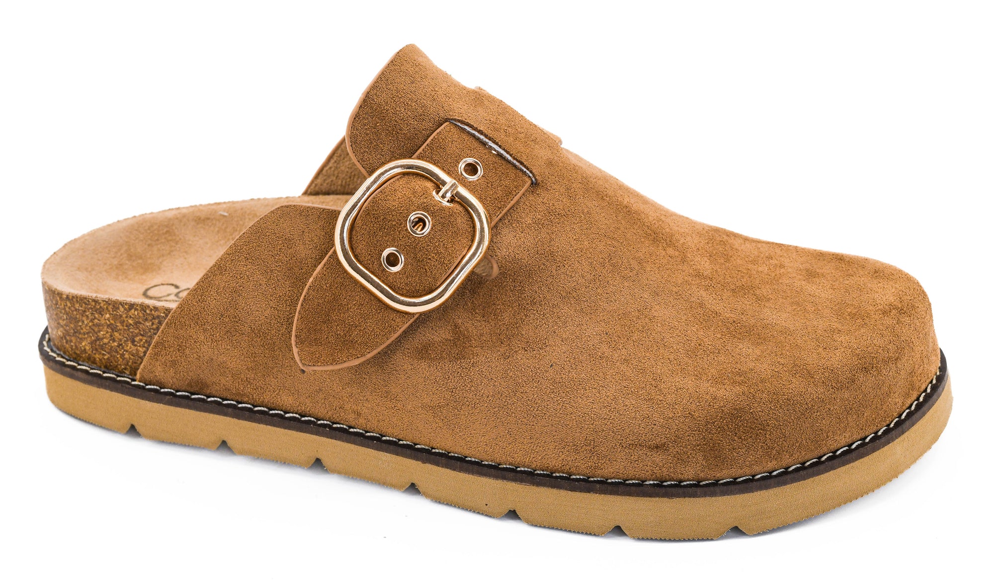 Corkys Women's Distracted Clog - Camel Faux Suede 10-0390