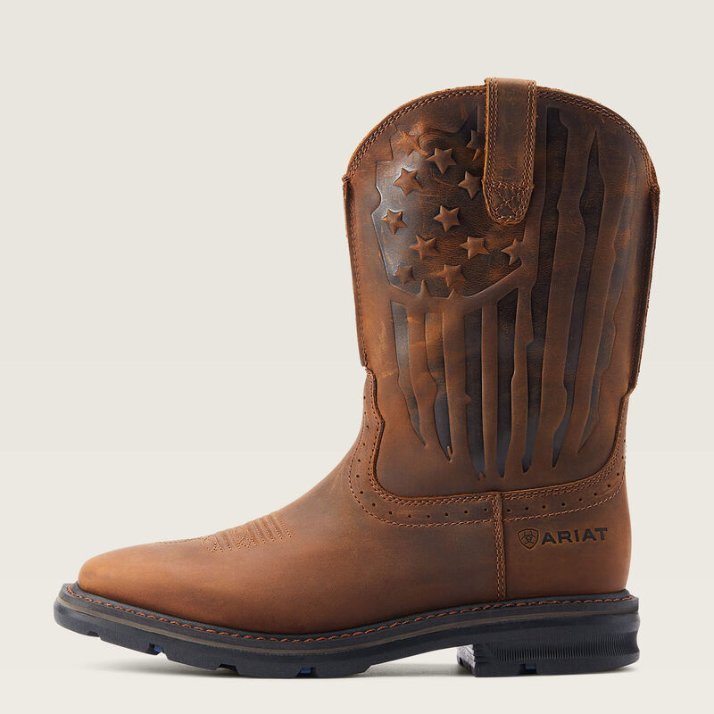 Ariat Men's 11" Sierra Shock Shield Patriot Soft Toe Work Boot - Brown 10044505