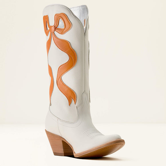 Ariat Women's Beaux J Toe Western Boot - Ivory Pearl/Zesty Orange 10080313