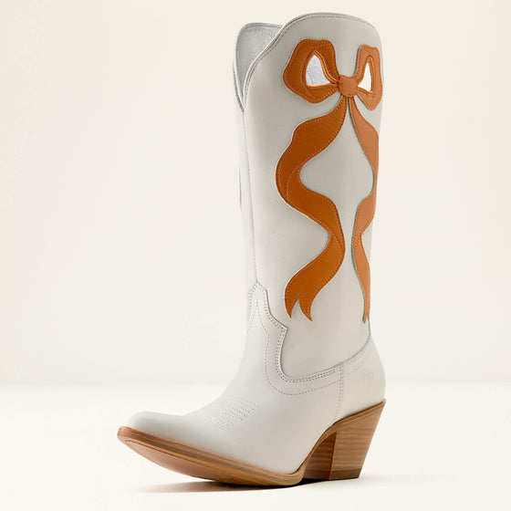 Ariat Women's Beaux J Toe Western Boot - Ivory Pearl/Zesty Orange 10080313