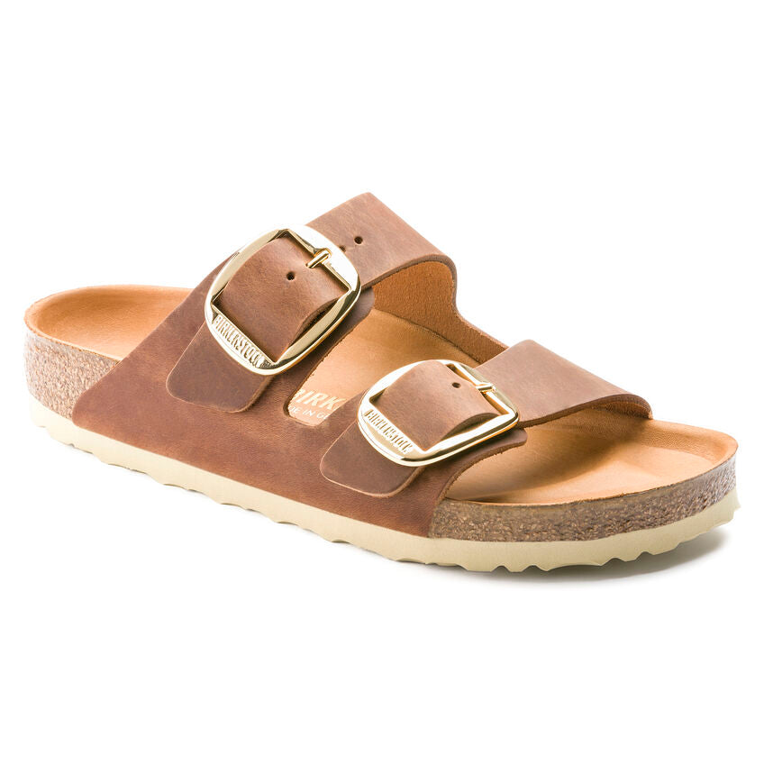 Birkenstock Arizona Big Buckle Waxy Leather Regular Footbed Sandal - Cognac 1011072