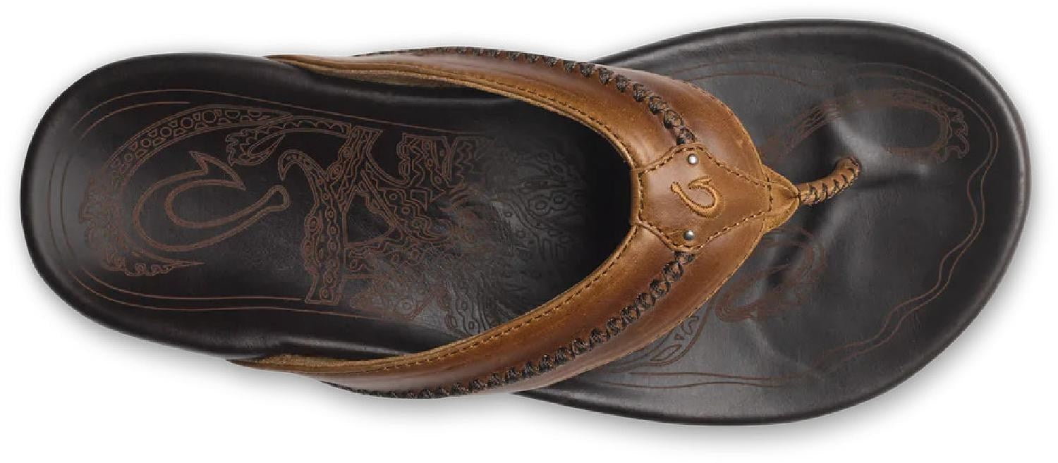 OluKai Men's Mea Ola Flip Flop - Tan/ Dk Java 10138-3448