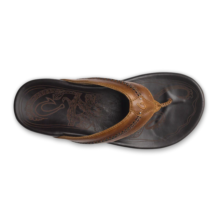 OluKai Men's Mea Ola Flip Flop - Tan/ Dk Java 10138-3448