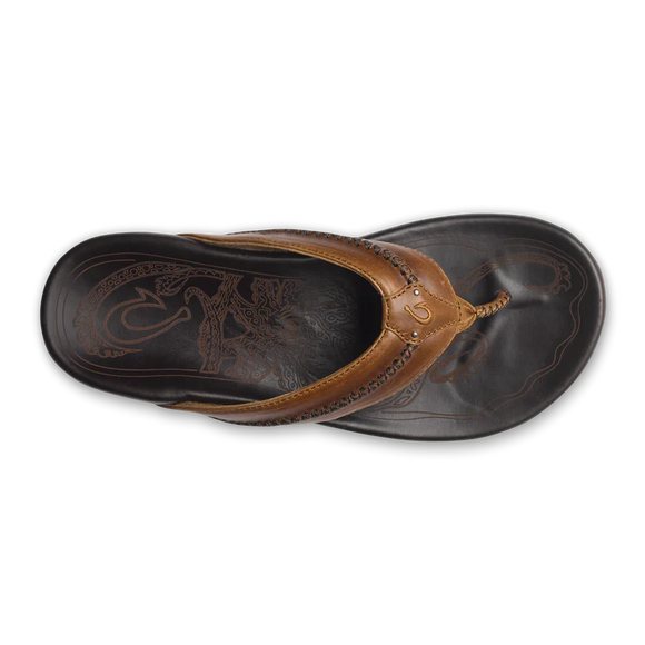 OluKai Men's Mea Ola Flip Flop - Tan/ Dk Java 10138-3448