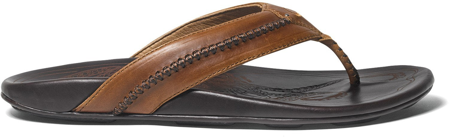 OluKai Men's Mea Ola Flip Flop - Tan/ Dk Java 10138-3448