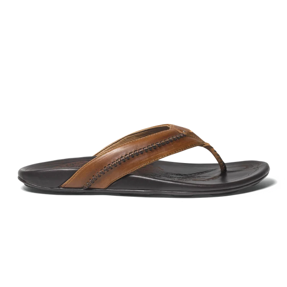OluKai Men's Mea Ola Flip Flop - Tan/ Dk Java 10138-3448