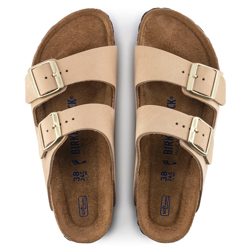 Birkenstock Women's Arizona Waxy Leather Soft Footbed Sandal - Sandcastle 1019016