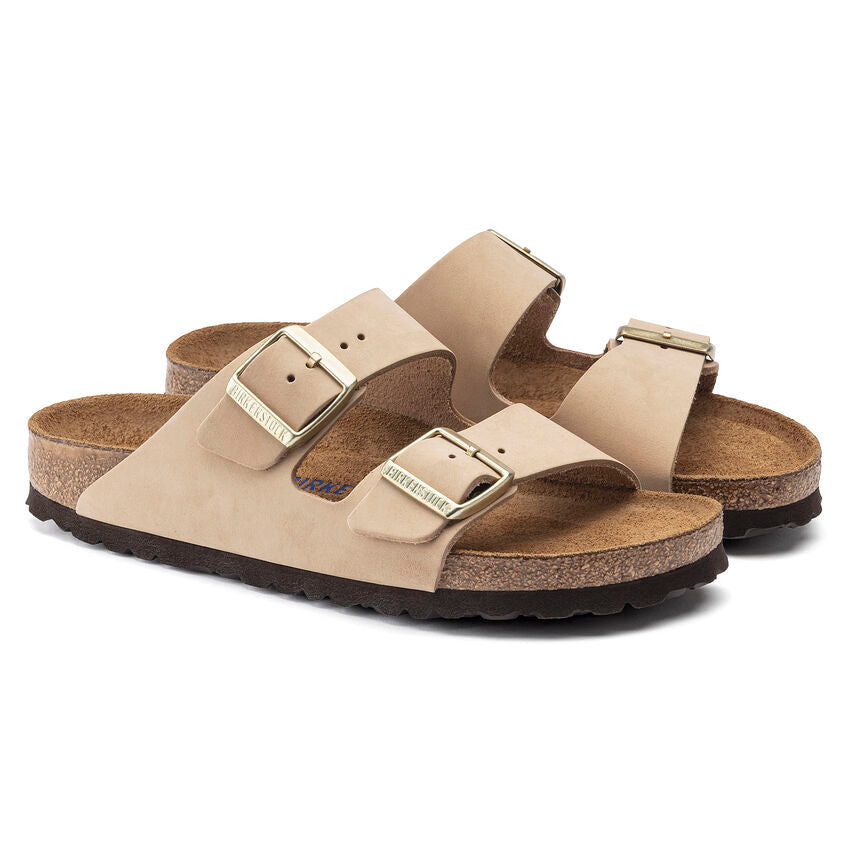 Birkenstock Women's Arizona Waxy Leather Soft Footbed Sandal - Sandcastle 1019016
