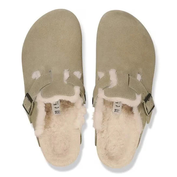 Birkenstock Boston Shearling Suede Leather - Taupe 1028289