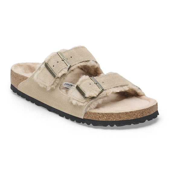 Birkenstock Arizona Shearling Suede Leather Sandal - Taupe 1028293