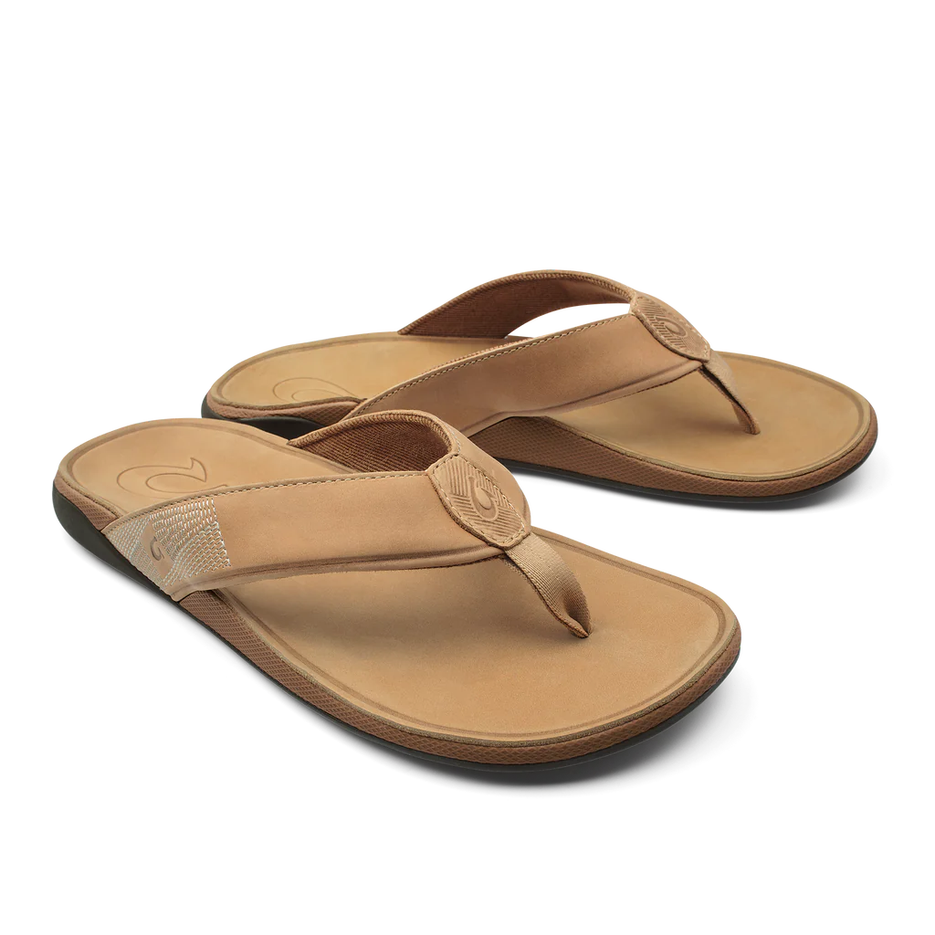 Olukai Men's Tuahine Leather Sandals - Golden Sand 10465-GSGS