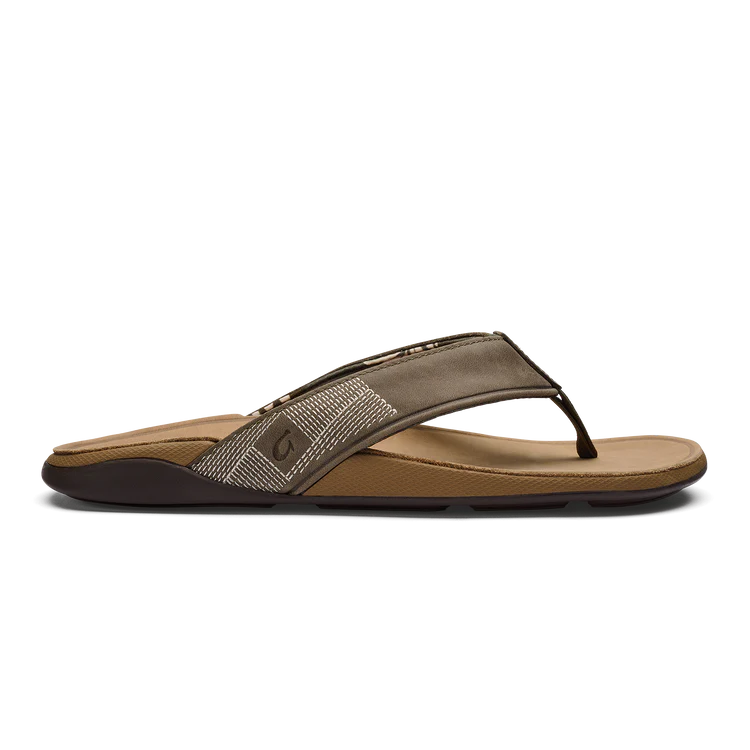 Olukai Men's Tuahine Leather Sandals - Hunter/Golden Sand 10465-HGGS