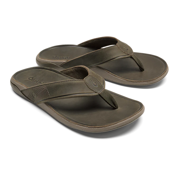 Olukai Men's Tuahine Leather Sandals - Canteen/Canteen 10465-VCVC