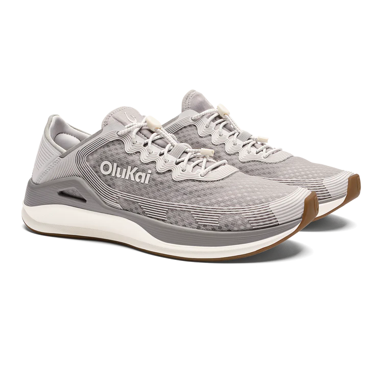 OluKai Men's 'AHI Water Boat Shoes - Ash/ Sterling 10554-AU6L