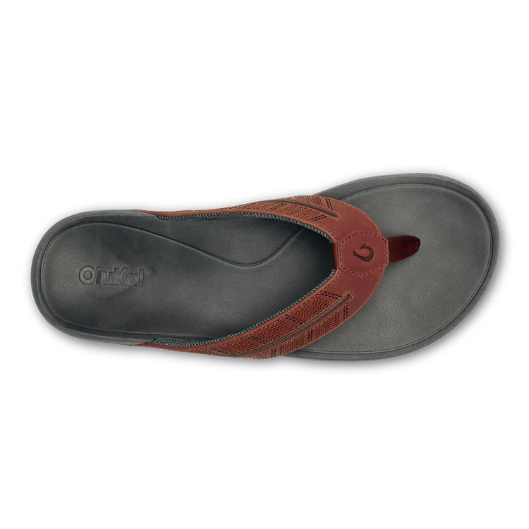 Olukai Men's Tuahine Palm Leather Sandals - Canoe/Rock 10576-12RK
