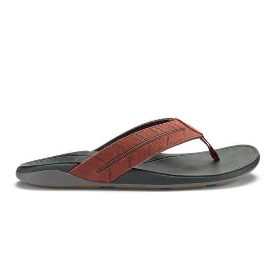Olukai Men's Tuahine Palm Leather Sandals - Canoe/Rock 10576-12RK