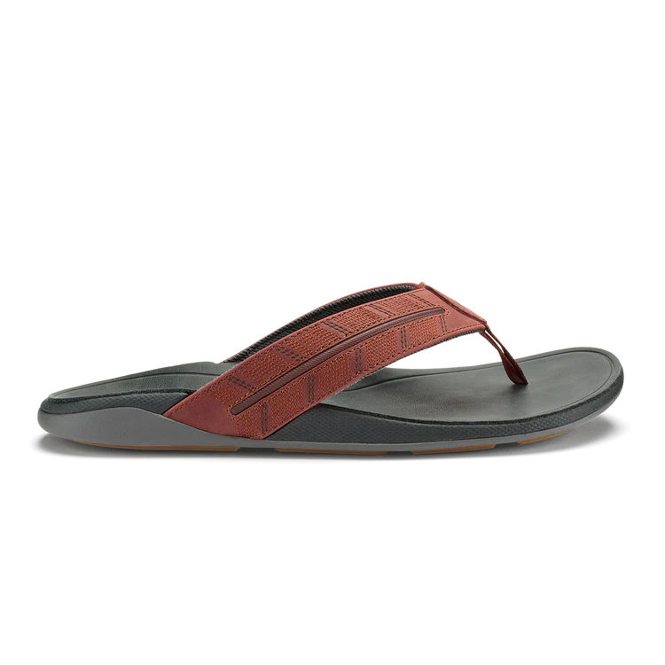 Olukai Men's Tuahine Palm Leather Sandals - Canoe/Rock 10576-12RK