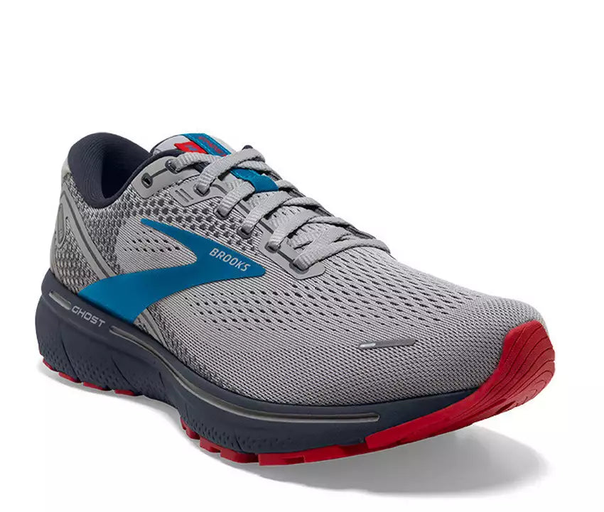 Brooks Men's Ghost 14 Running Shoe - Grey/Blue/Red 1103691D078