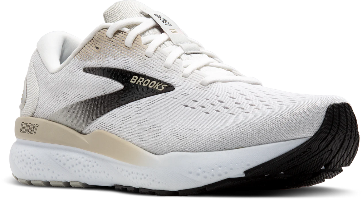 Brooks Men's Ghost 16 Running Shoe - White/Pelican/Oyster Brooks Men's Ghost 16 Running Shoe - White/Pelican/Oyster