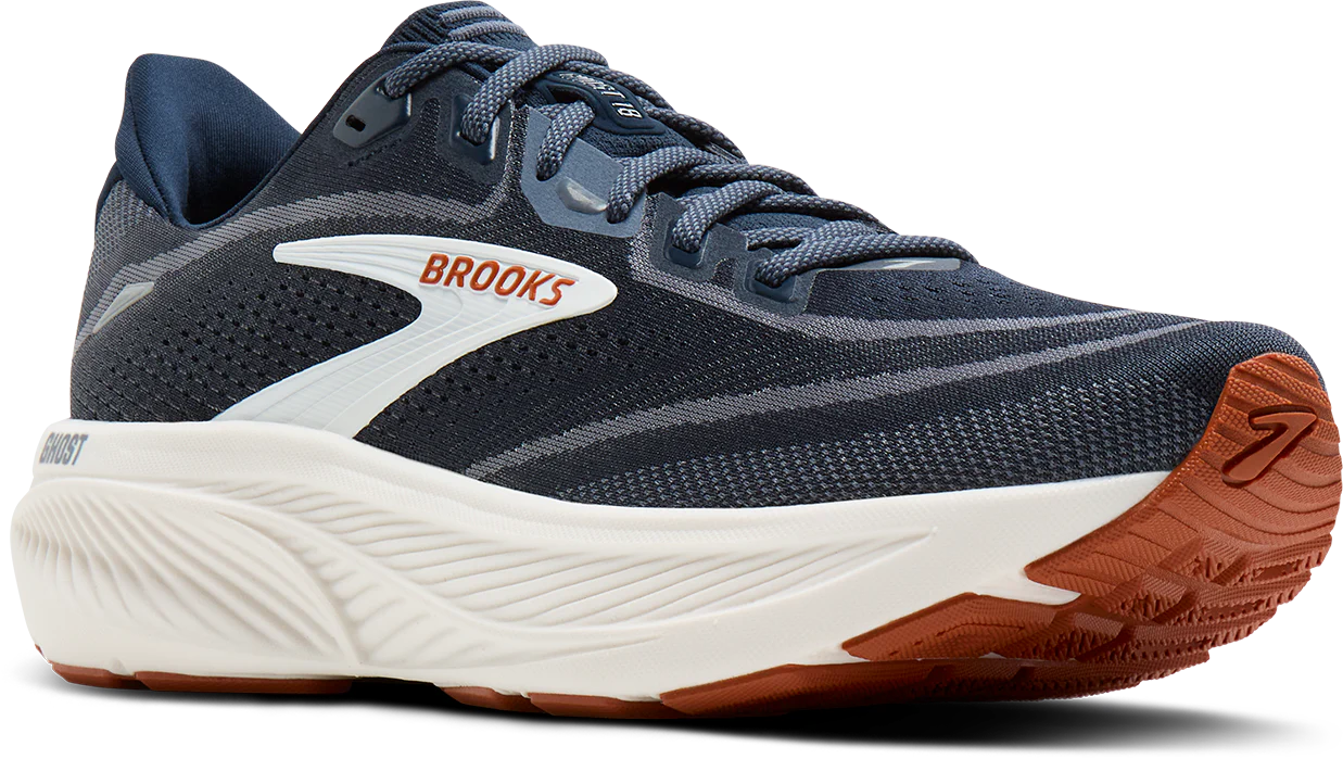 Brooks Men's Ghost 18 Running Shoe - Navy Blazer/Red Earth/Blue 1104931D429