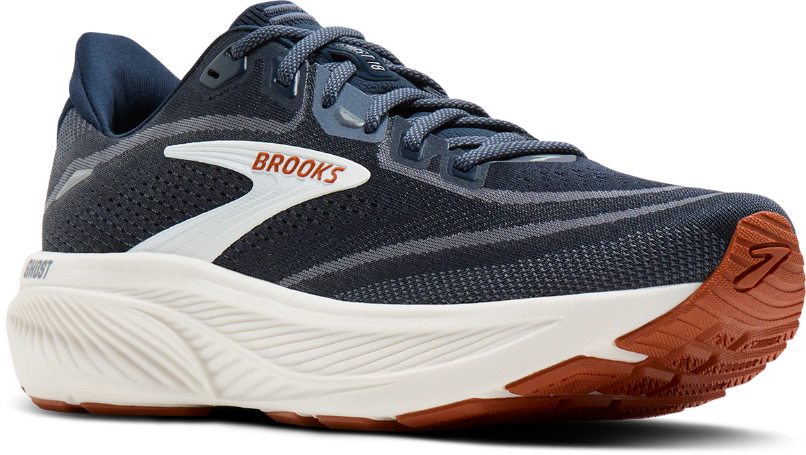 Brooks Men's Ghost 18 Running Shoe - Navy Blazer/Red Earth/Blue 1104931D429