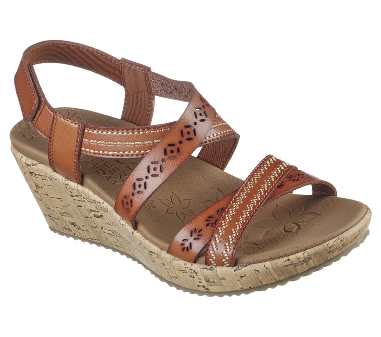 Skechers Women's Beverlee-Delicate Glow Wedge Sandal - Luggage 119339