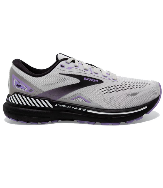 Brooks Women's Adrenaline GTS 23 Running Shoe - Grey/Black/Purple 1203811B039