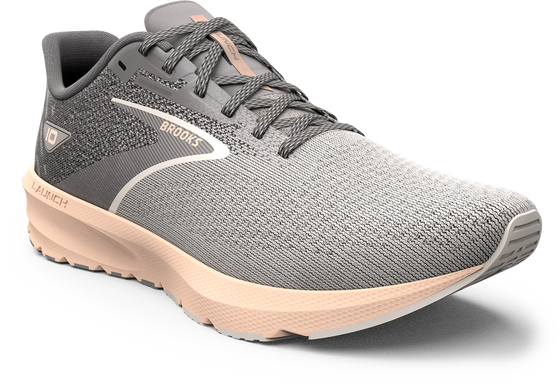 Brooks Women's Launch 10 Running Shoes - Grey/Crystal Grey/Pale Peach 1203981B179