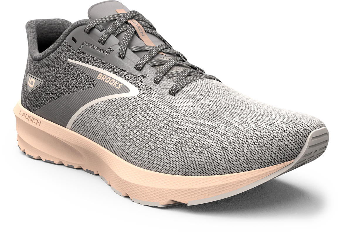 Brooks Women's Launch 10 Running Shoes - Grey/Crystal Grey/Pale Peach 1203981B179