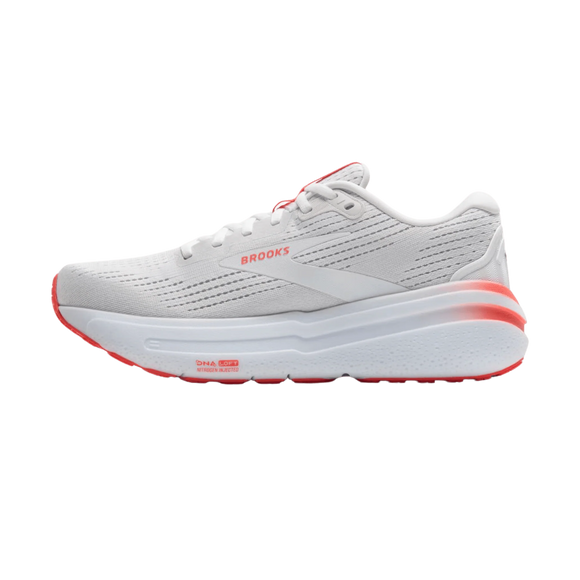 Brooks Women's Ghost Max 2 Running Shoe - White/Hot Coral 1204201B174