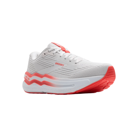 Brooks Women's Ghost Max 2 Running Shoe - White/Hot Coral 1204201B174