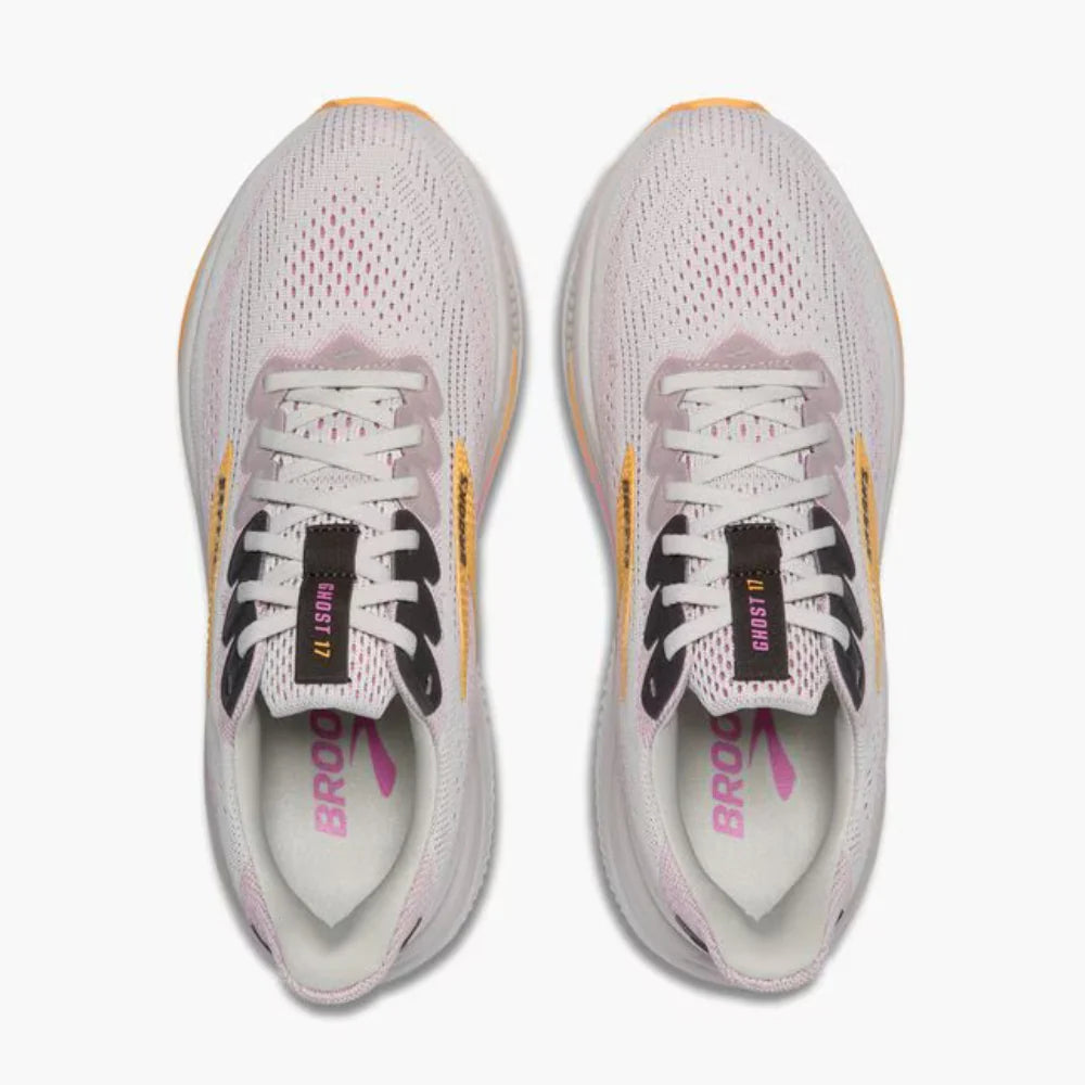 Brooks Women's Ghost 17 Running Shoe - Oyster/Apricot/Pink