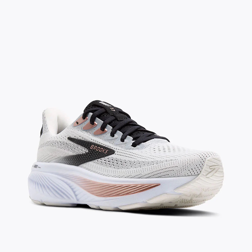 Brooks Women's Ghost 17 Running Shoe - White/Black/Rose Gold