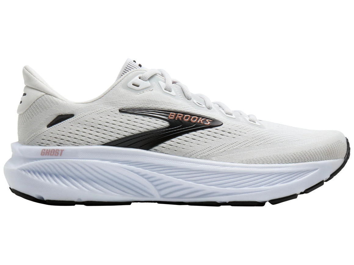 Brooks Women's Ghost 18 Running Shoe - White/Black/Rose Gold