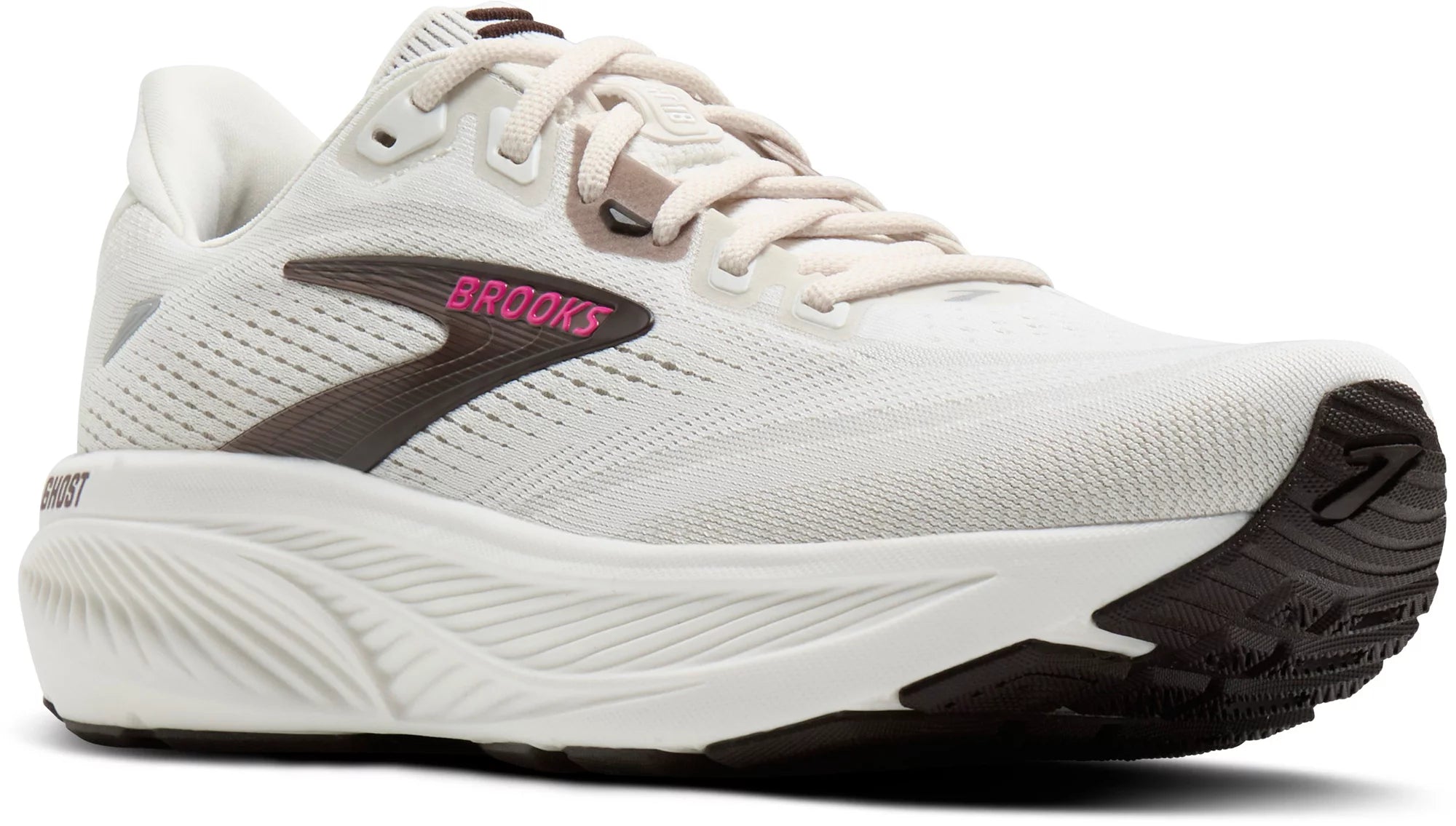 Brooks Women's Ghost 18 Running Shoe - Coconut/Coffee/Fuchsia 1204821B107