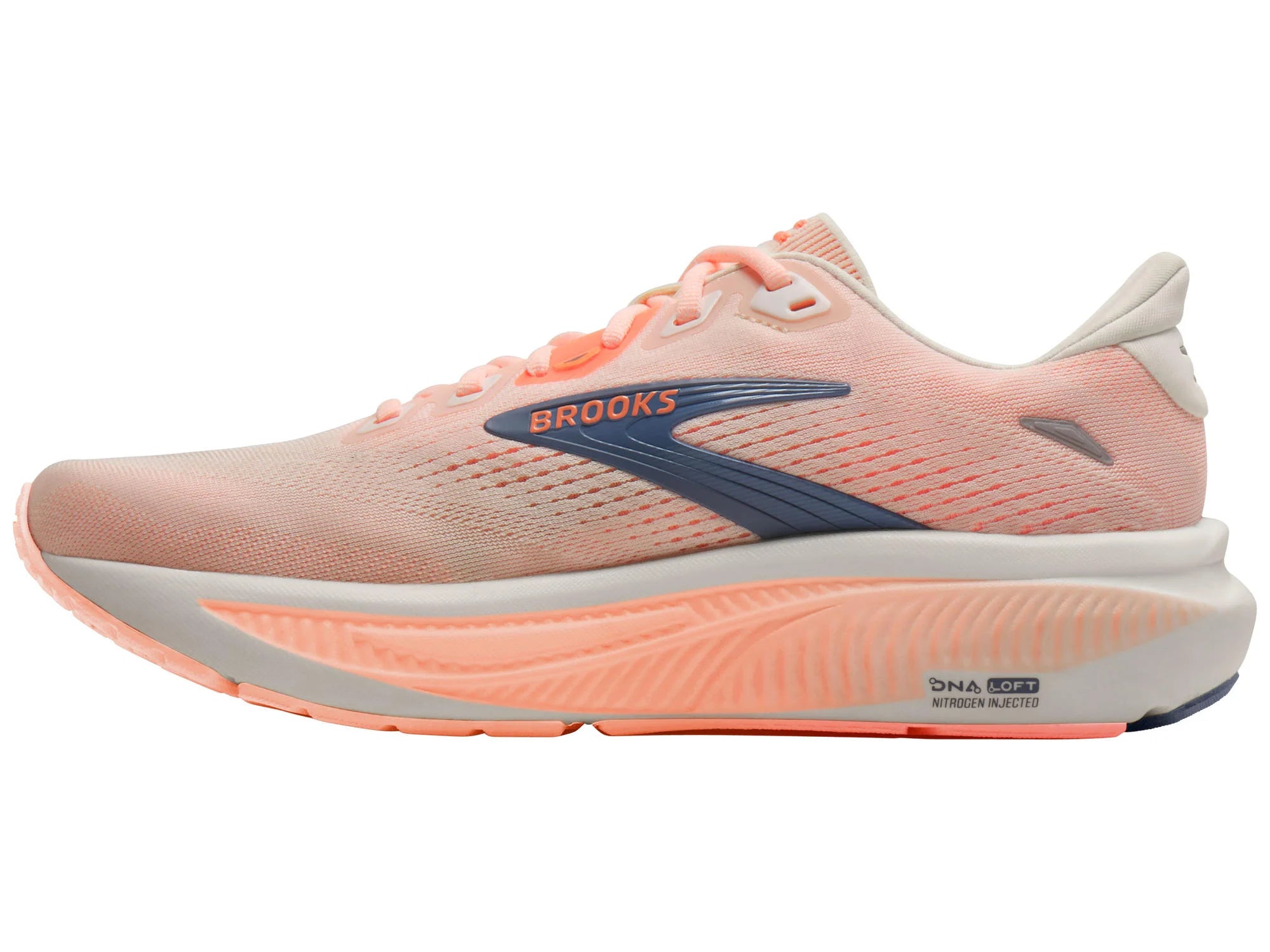 Brooks Women's Ghost 18 Running Shoe - Star White/Cyber Peach/Grey