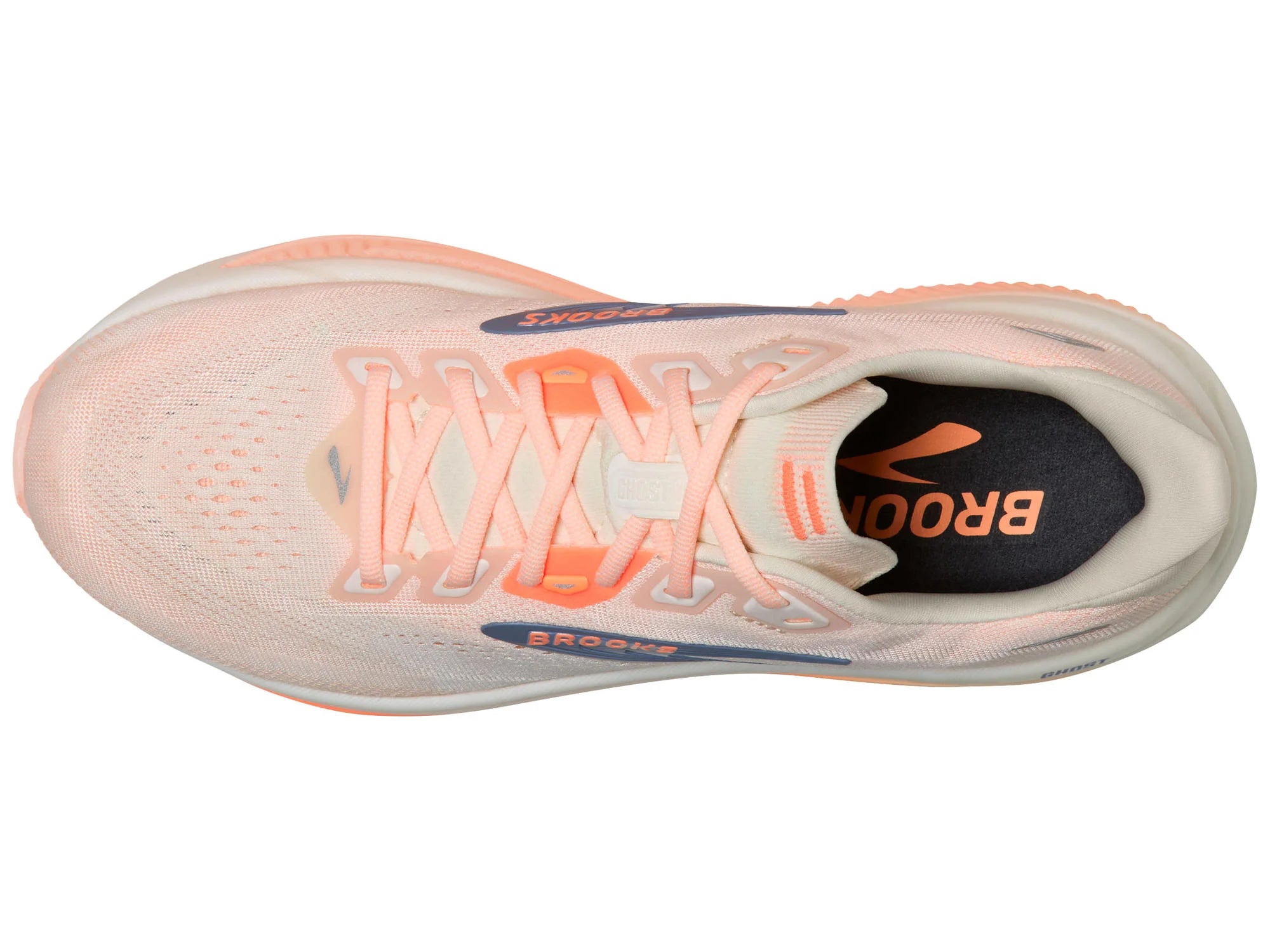 Brooks Women's Ghost 18 Running Shoe - Star White/Cyber Peach/Grey