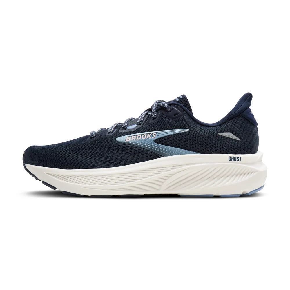 Brooks Women's Ghost 18 Running Shoe - Navy/Rain Washed/Coconut 1204821B440