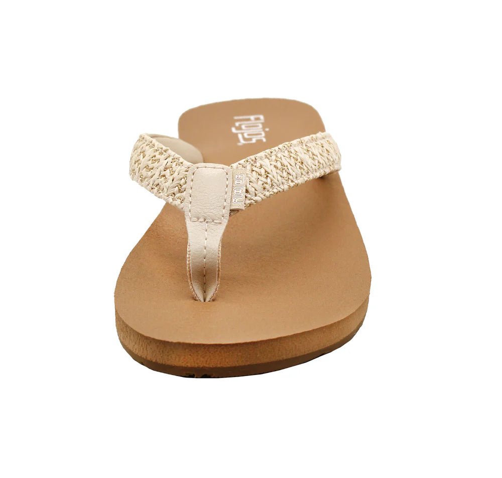 Flojos Women's Juno Weave Sandal - Ivory Metalic 129-IVMT