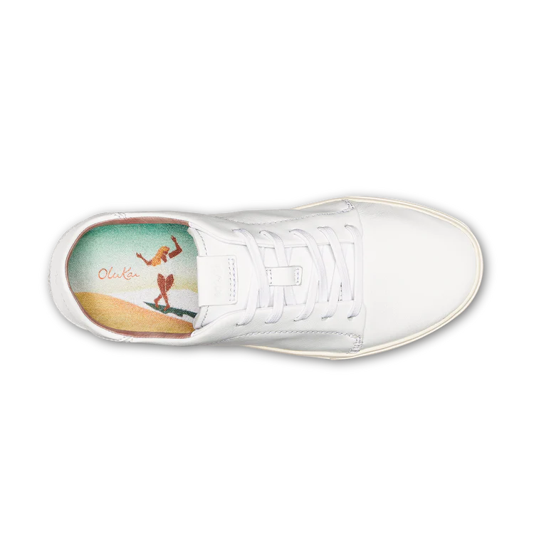 Olukai Women's Pehuea Li 'Ili Leather Sneaker - White 20433-4R4R